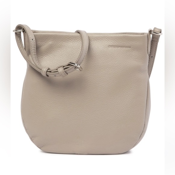 Christopher Kon Celi Small Leather Crossbody Bag in light grey. - Picture 3 of 14